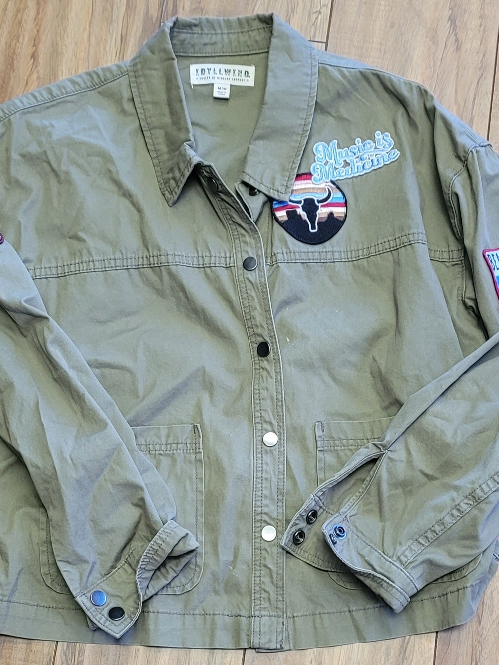 Idyllwind By Miranda Lambert Olive Green Button-Jacket with Embroidered Patches